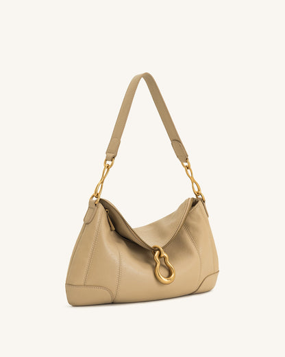 Jayla Metal Pendant Embellished Shoulder Bag - Black