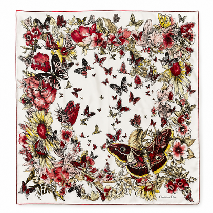 Large Christian Dior Beauty Pink Butterfly Square 100% Silk Scarf (VIP Gift) NWT