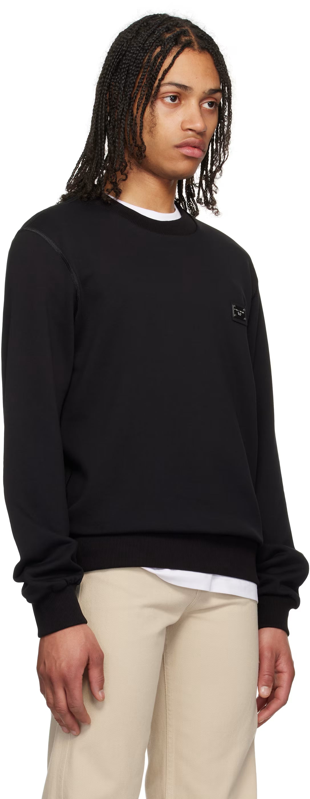 Dolce&Gabbana Black Branded Tag Jersey Sweatshirt