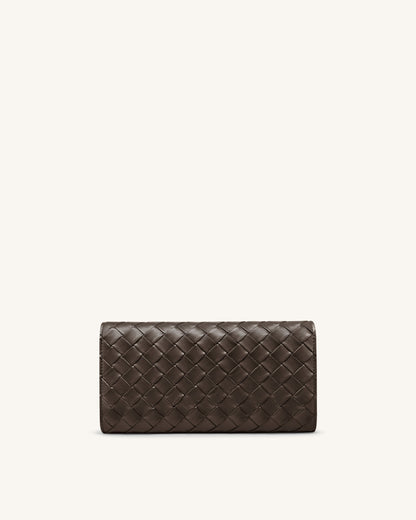 Woven Texture Flap Wallet - Black