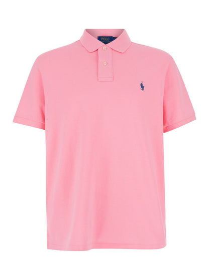 Polo ralph lauren "Regular Fit" Pink Polo Shirt with Pony Detail on the Front in Cotton Piquet Man