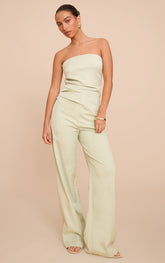 Pale Lime Tailored Woven Wide Leg Trousers