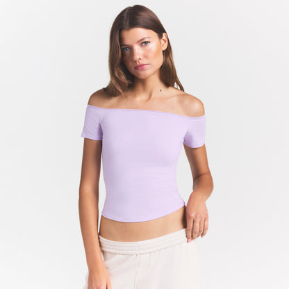 Cotton Jersey Off the Shoulder Top