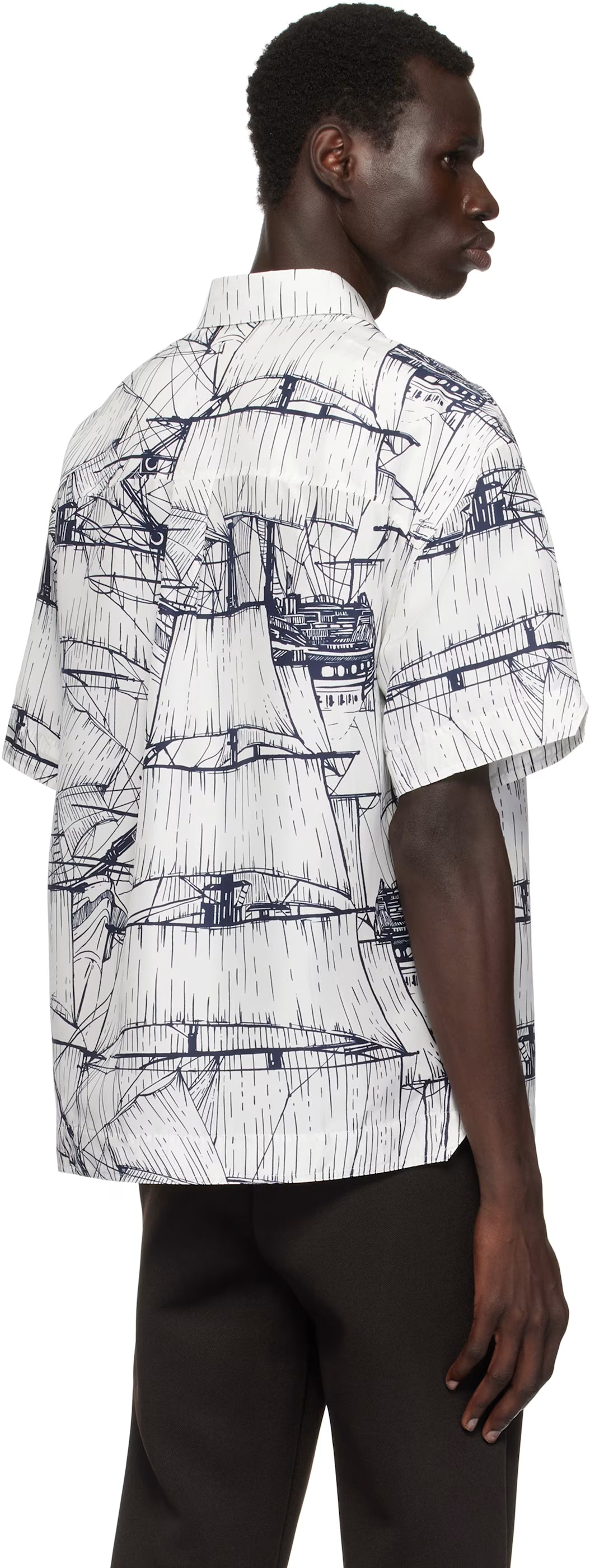 Ferragamo White & Navy Short Sleeved Shirt