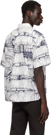 Ferragamo White & Navy Short Sleeved Shirt