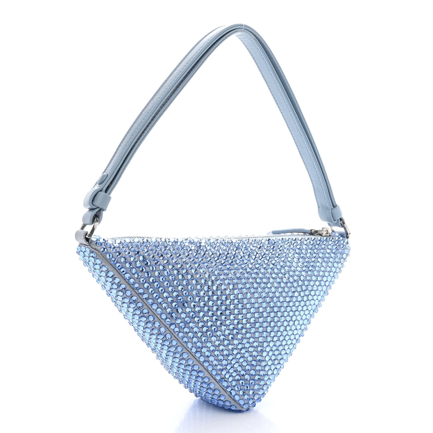Satin Crystal Triangle Pouch Celeste