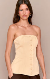 Butter Yellow Woven Structured Bandeau Waistcoat