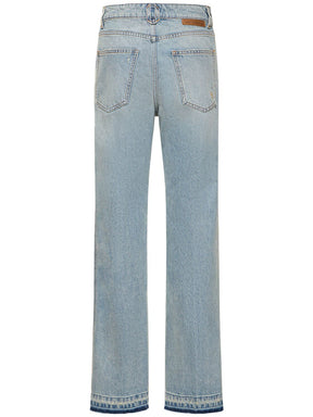 Stella McCartney Two tone cotton denim wide leg jeans