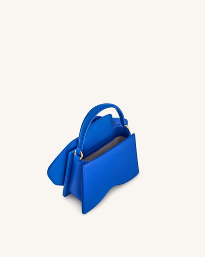 Flora Orchid Shaped Top Handle Bag - Blue