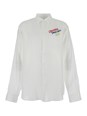 Dsquared2 White Shirt with Classic Collar and Embroidered Logo on the Front in Linen Man