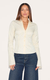 Tall Yellow Pinstripe Cinched Blouse