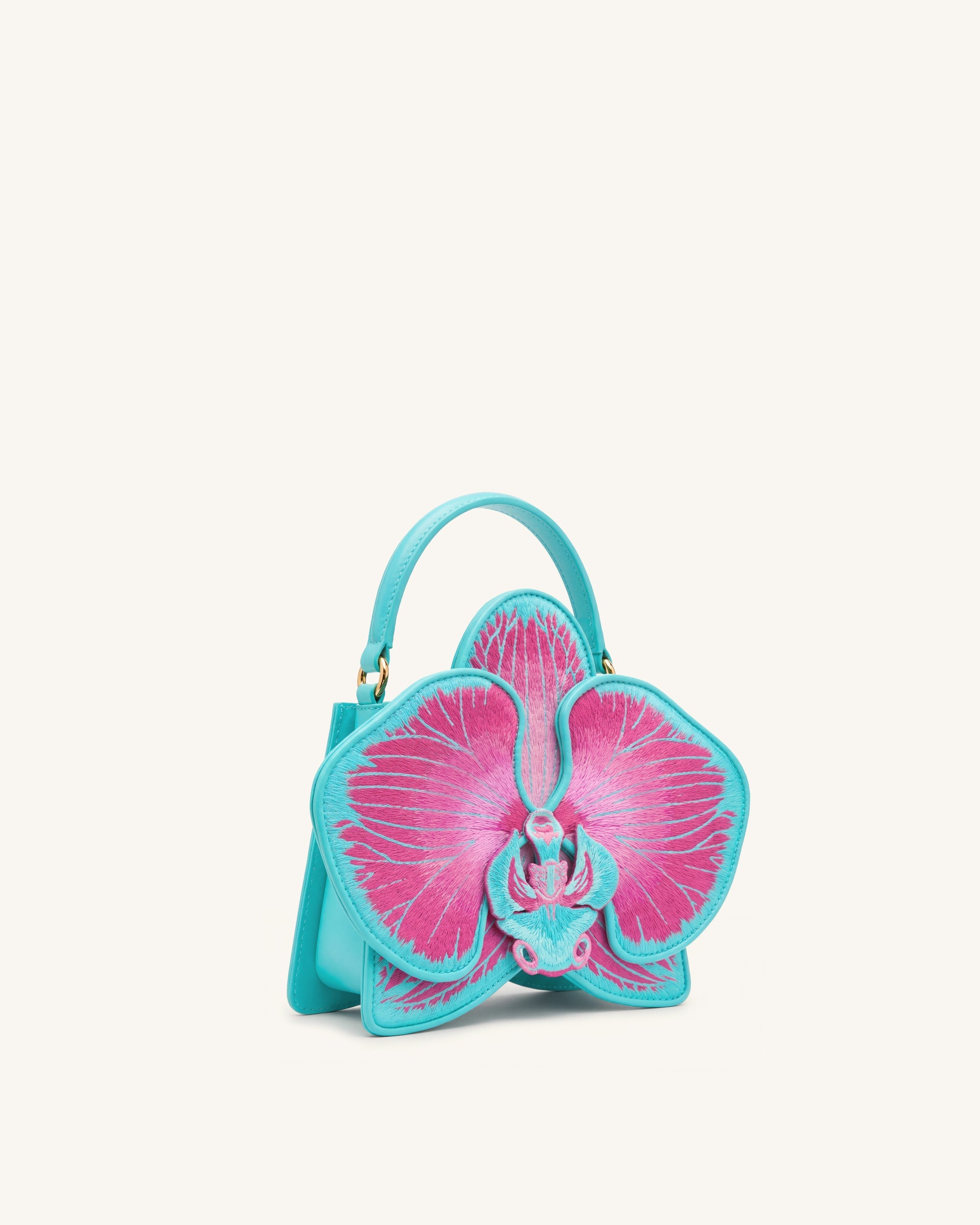 Flora Orchid Shaped Top Handle Bag - Light Green