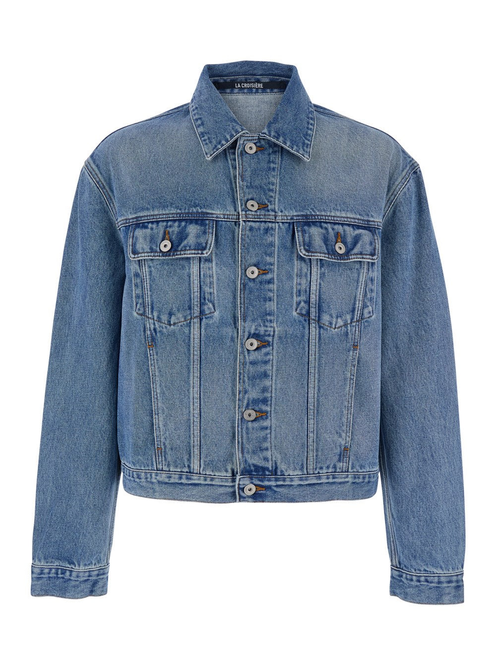 Jacquemus 'La Veste De-Nîmes' Blue Jacket with Classic Collar and Logo Patch on the Back in Denim Man