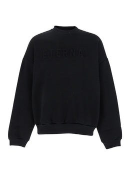 Fear of god Black Crewneck Sweater with Tonal Logo Lettering Embroidery on the Front in Cotton Blend Man