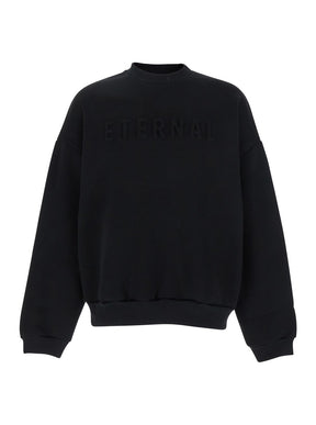 Fear of god Black Crewneck Sweater with Tonal Logo Lettering Embroidery on the Front in Cotton Blend Man