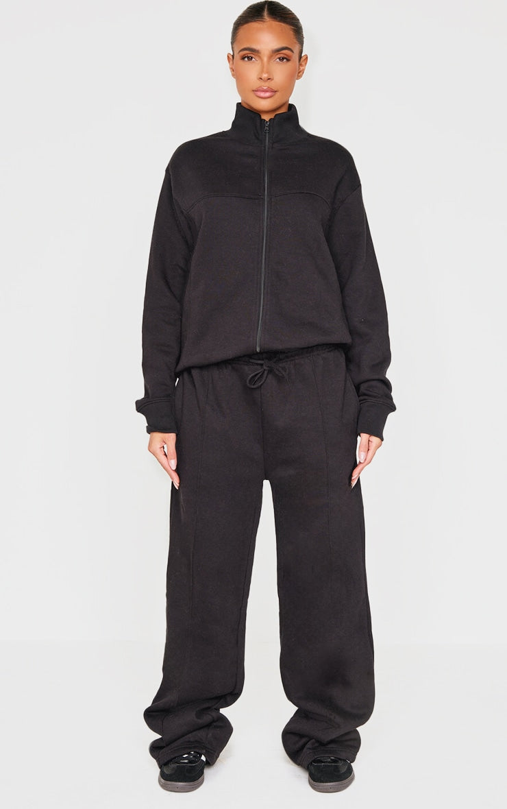 Black Straight Leg Seam Detailed Joggers