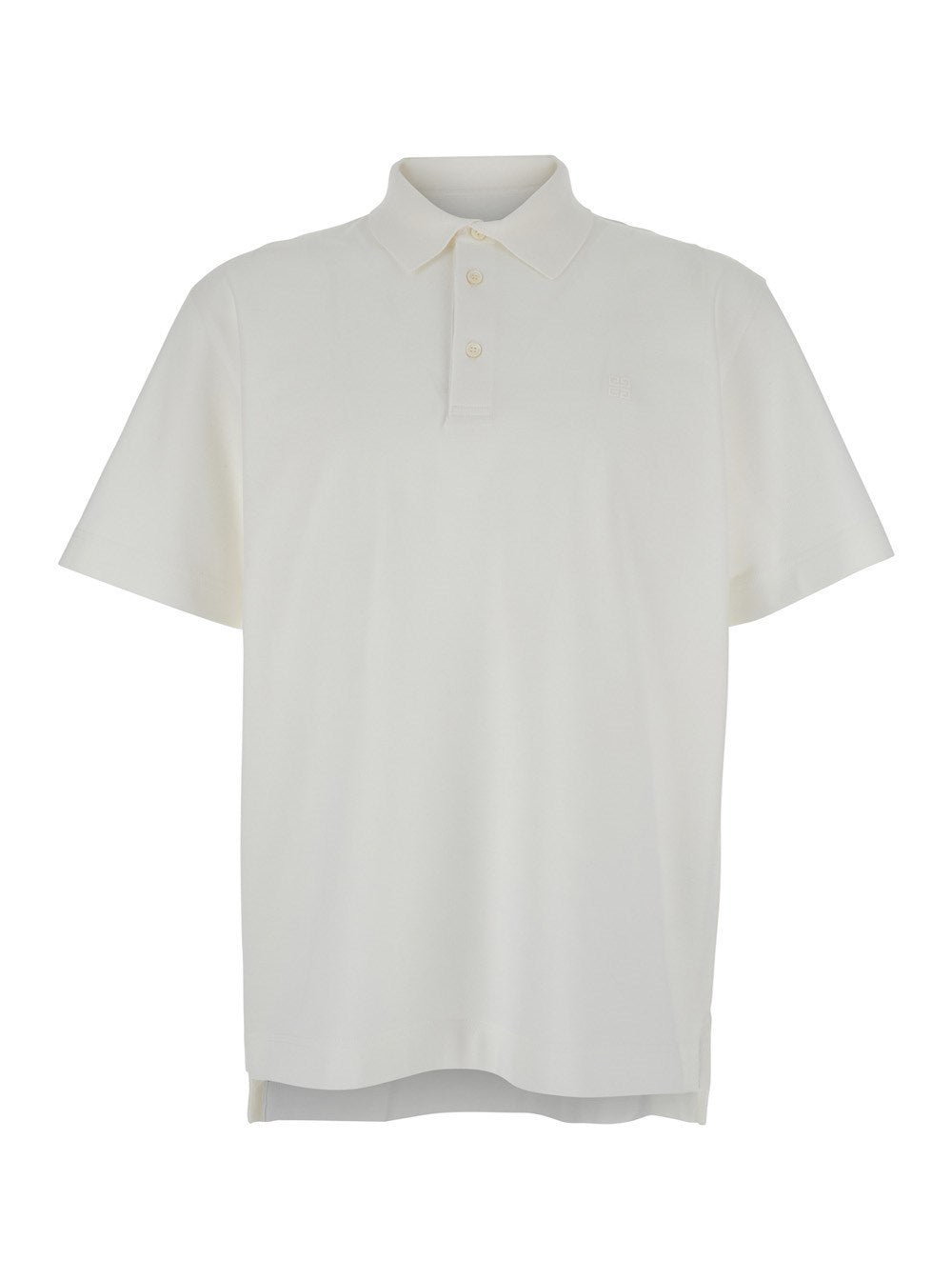 Givenchy White Polo Shirt with Logo Embroidery on the Front in Cotton Man
