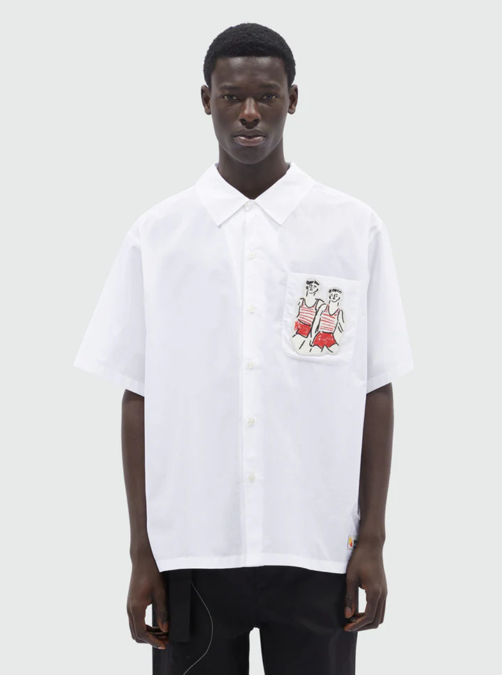 Msgm White Shirt with Chest Patch in Cotton Man