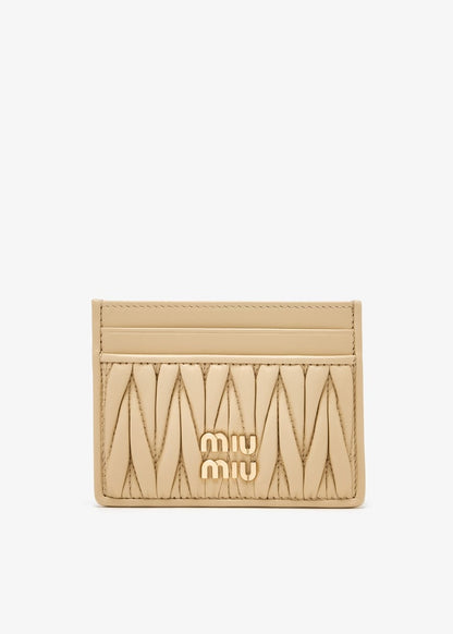 Miu Miu Matelassé nappa leather card holder