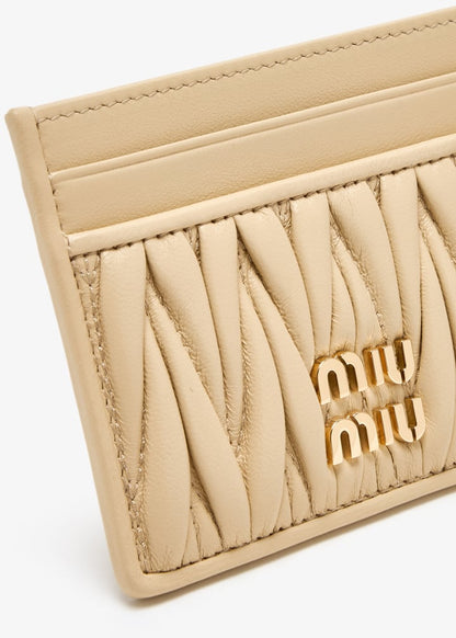 Miu Miu Matelassé nappa leather card holder