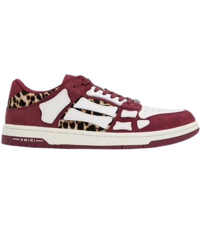 Burgundy Leopard Skel-Top Sneakers