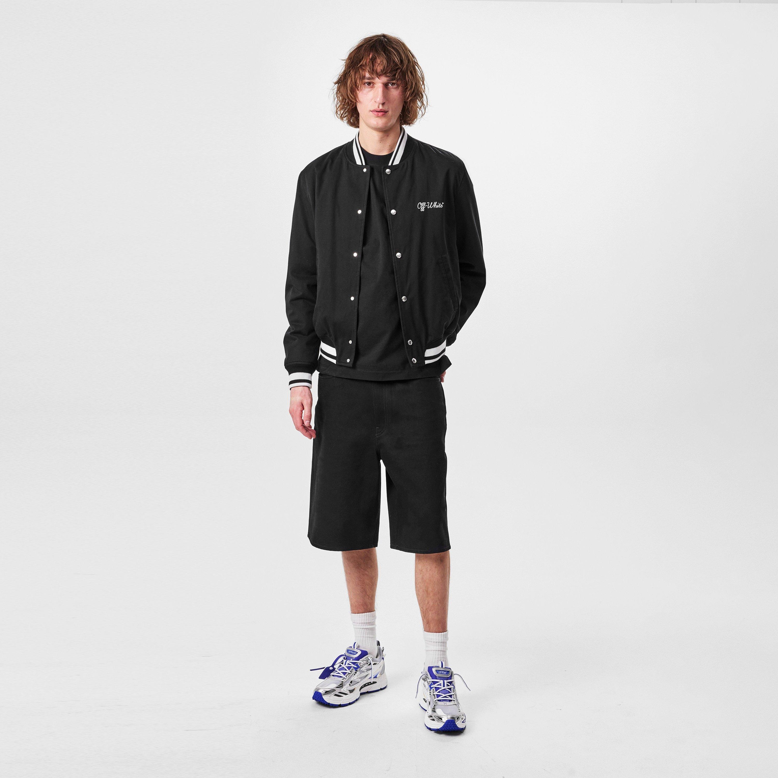 Script Cotton Long Sleeve Varsity Jacket