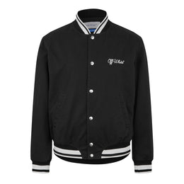 Script Cotton Long Sleeve Varsity Jacket