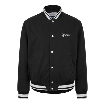 Script Cotton Long Sleeve Varsity Jacket