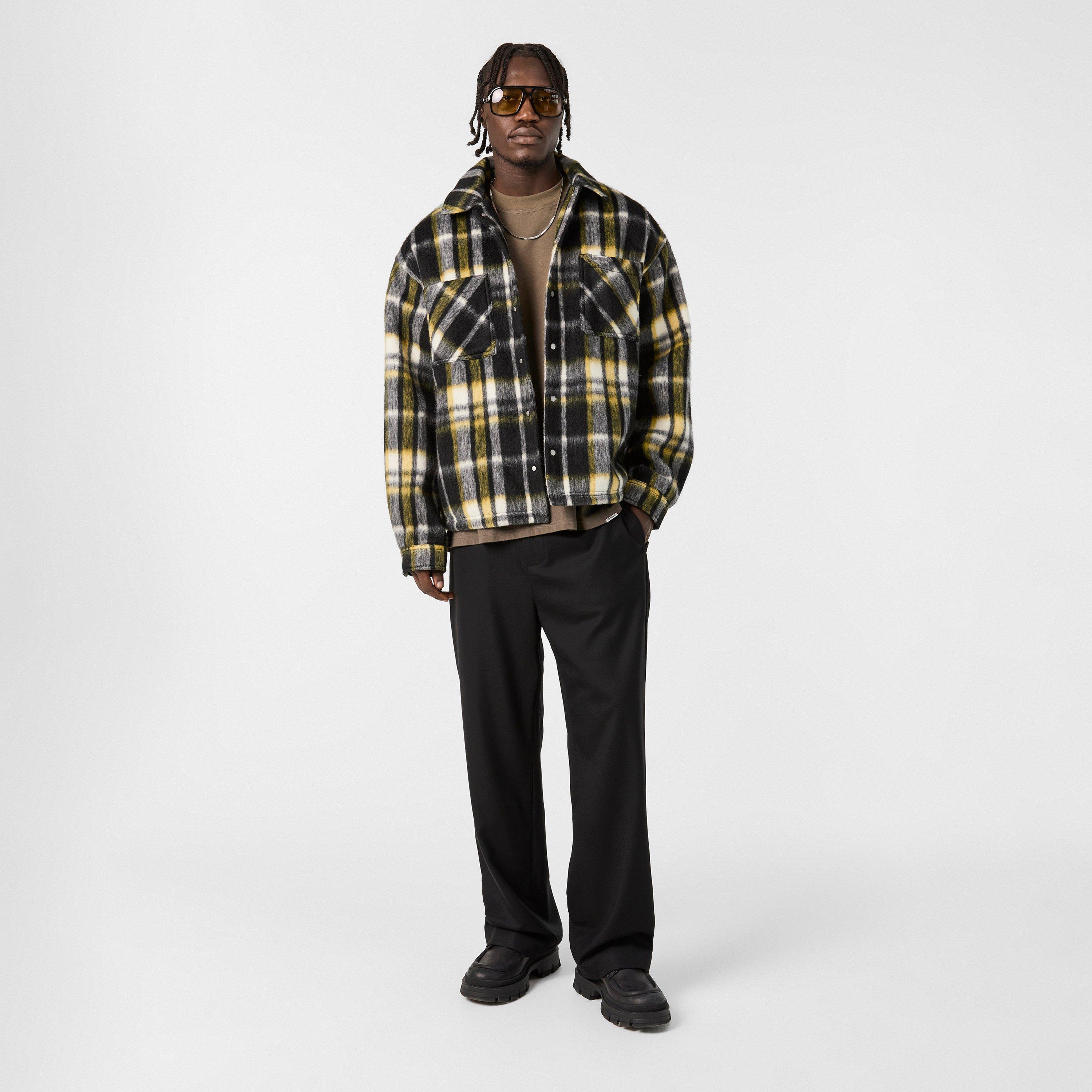 Check Button-Through Structured Overshirt