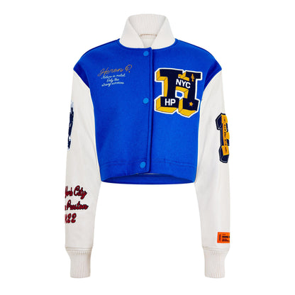 Embroidered Patch Snap-Button Varsity Jacket