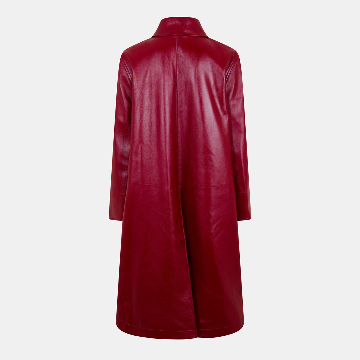 Shiny Leather Double-Breasted Coat