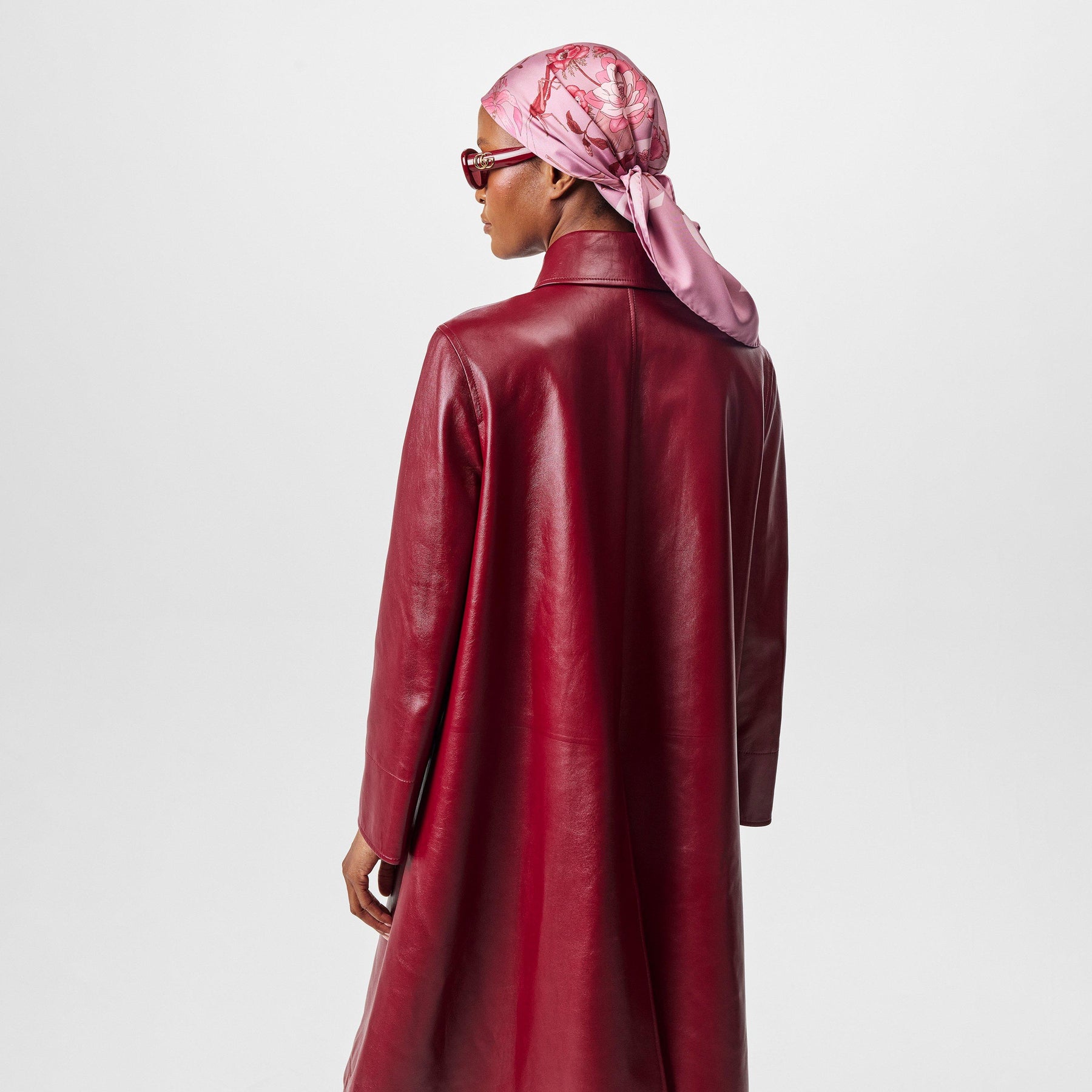 Shiny Leather Double-Breasted Coat