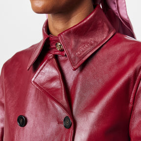 Shiny Leather Double-Breasted Coat