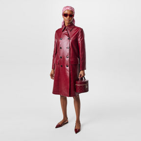 Shiny Leather Double-Breasted Coat