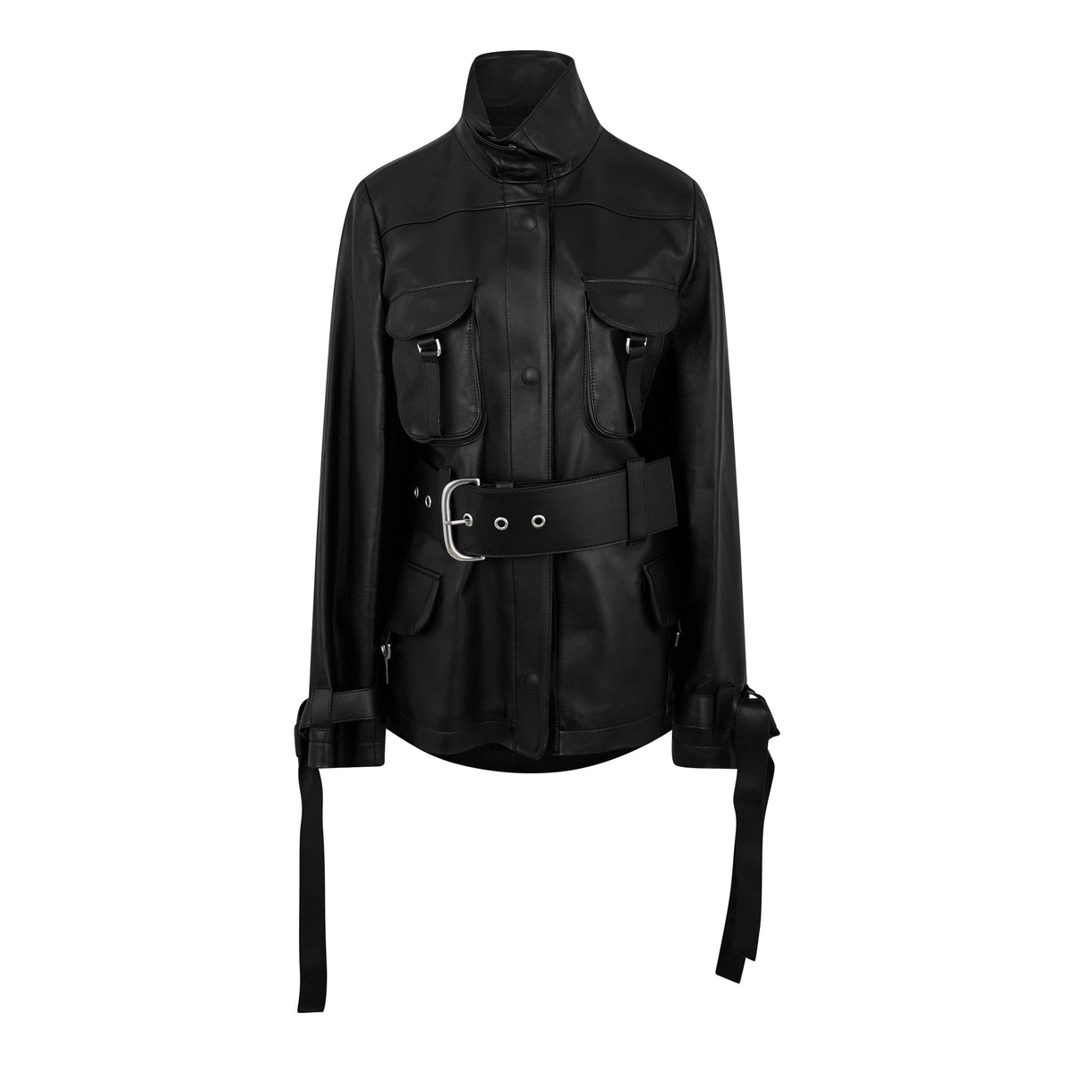 Cargo Belted Leather Jacket