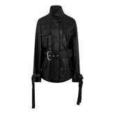 Cargo Belted Leather Jacket
