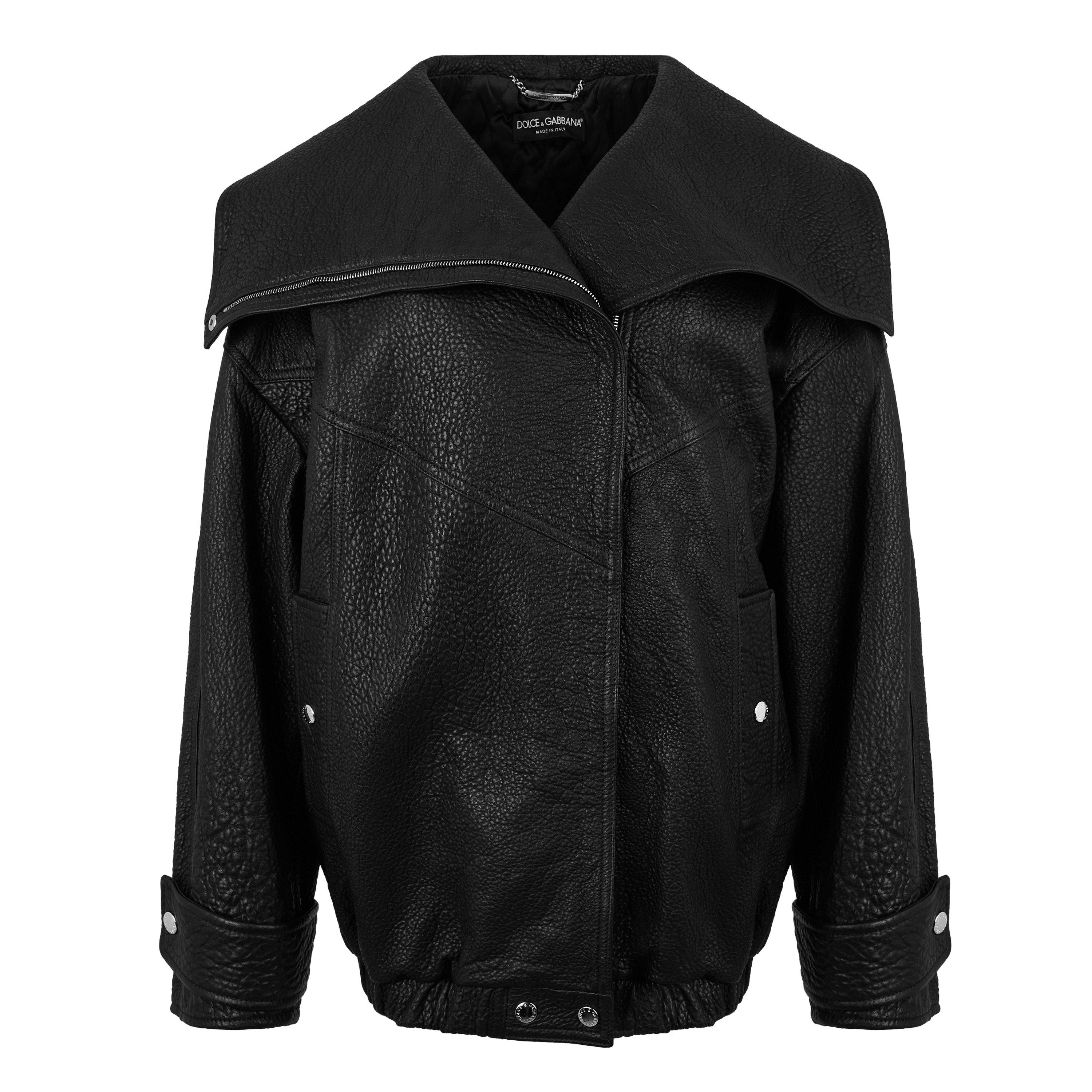 Oversized Lambskin Long Sleeve Leather Jacket