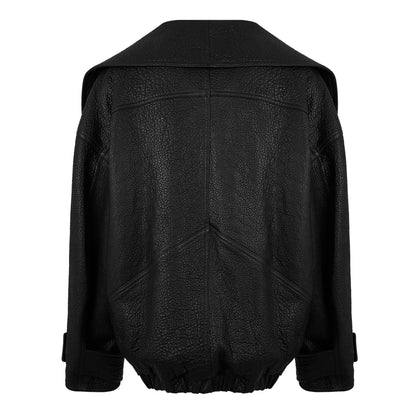 Oversized Lambskin Long Sleeve Leather Jacket