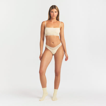 Lightweight Cotton Wide Lace Thong