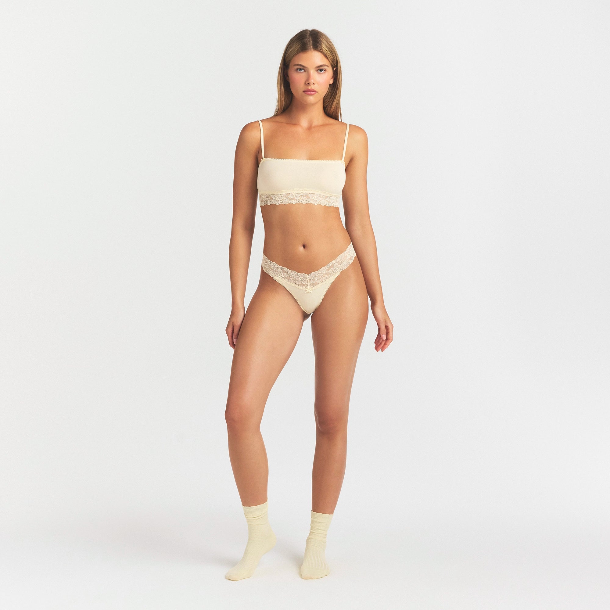 Lightweight Cotton Wide Lace Thong