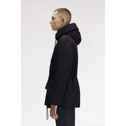 Patch Puffer Hooded Thigh Length Parka