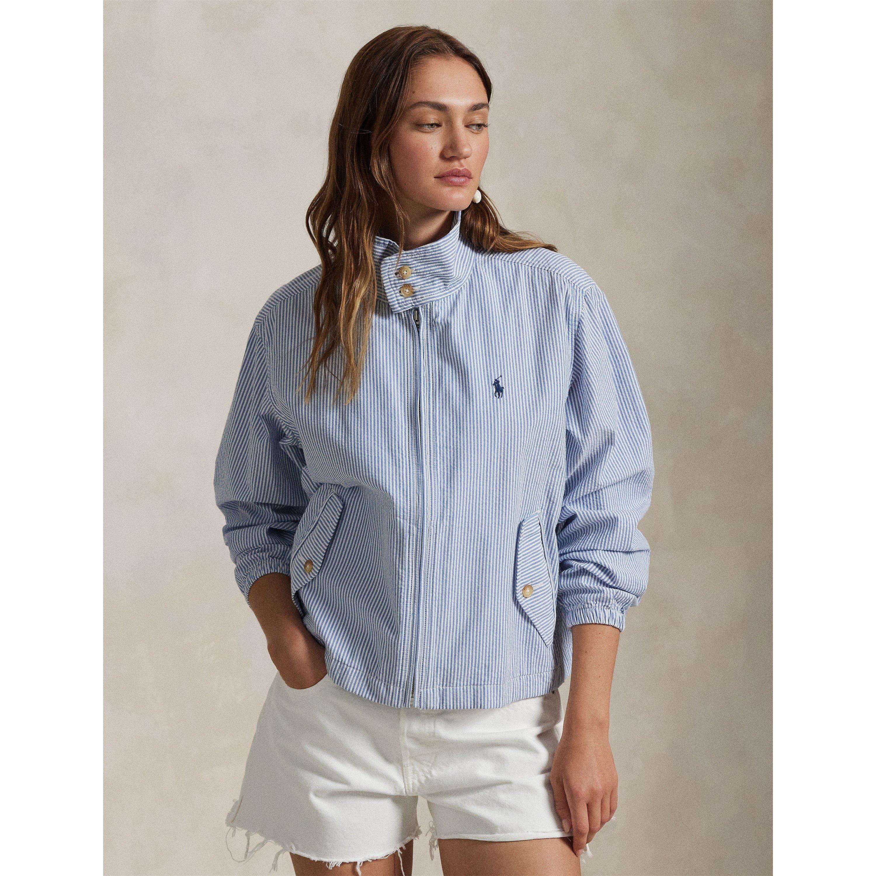 Seersucker Cotton Long Sleeve Windbreaker