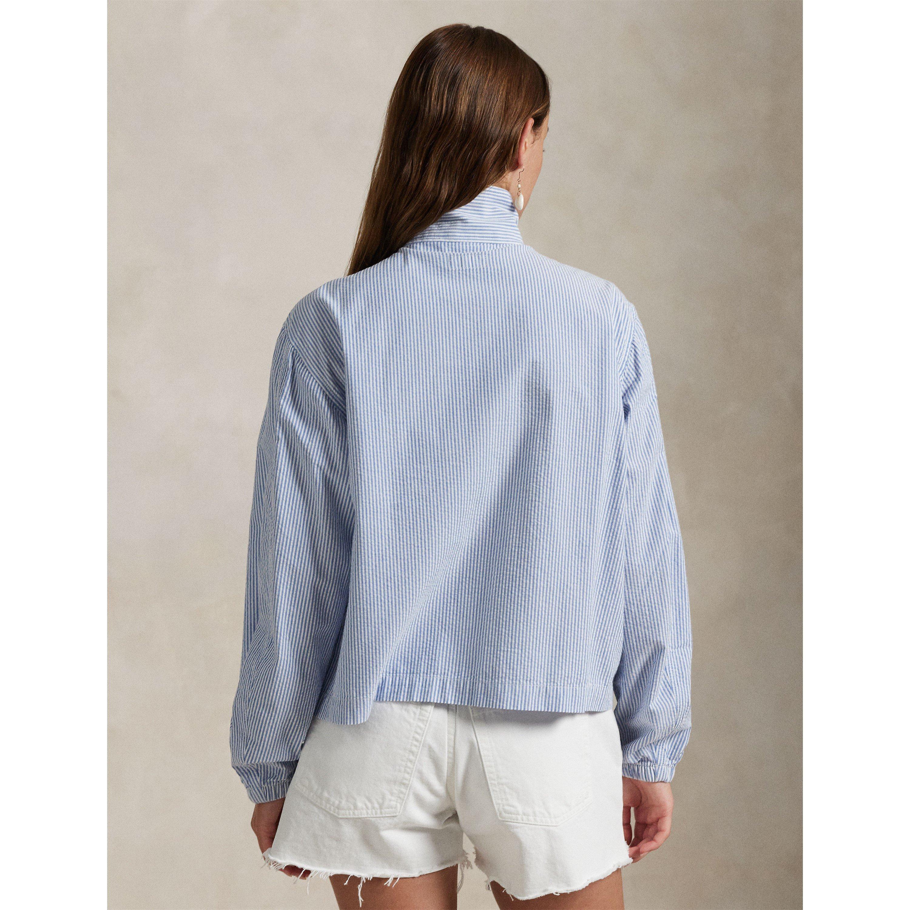 Seersucker Cotton Long Sleeve Windbreaker