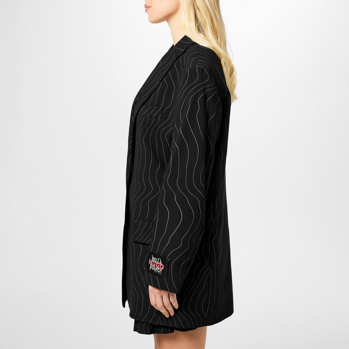 X Bella Poarch Oversized Fit Pinstripe Jacket