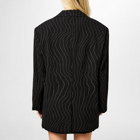 X Bella Poarch Oversized Fit Pinstripe Jacket