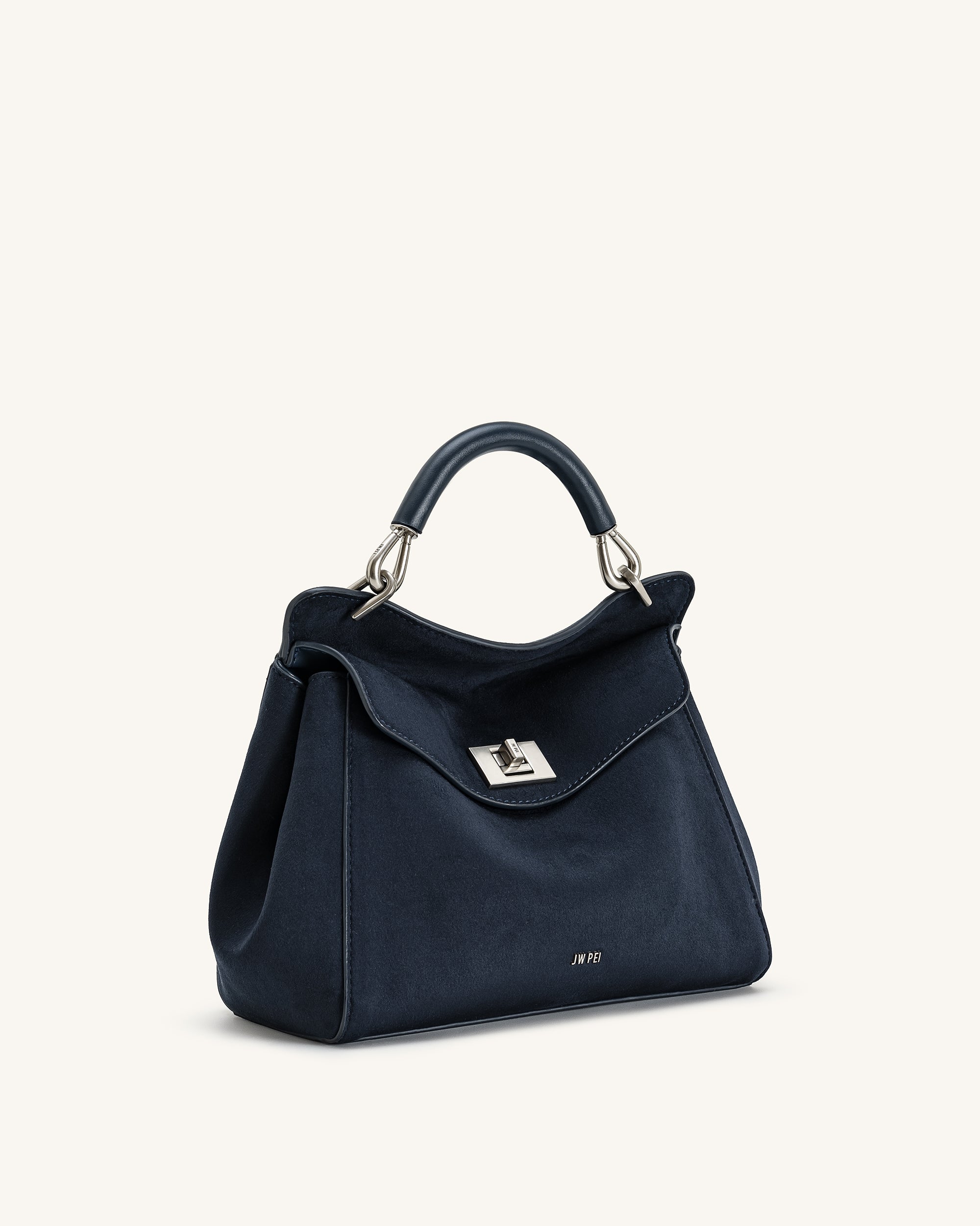 Lucia Classic Faux Suede Top Handle Bag - Taupe