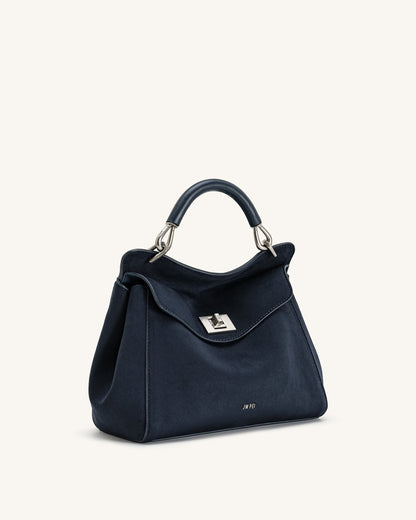 Lucia Classic Faux Suede Top Handle Bag - Taupe