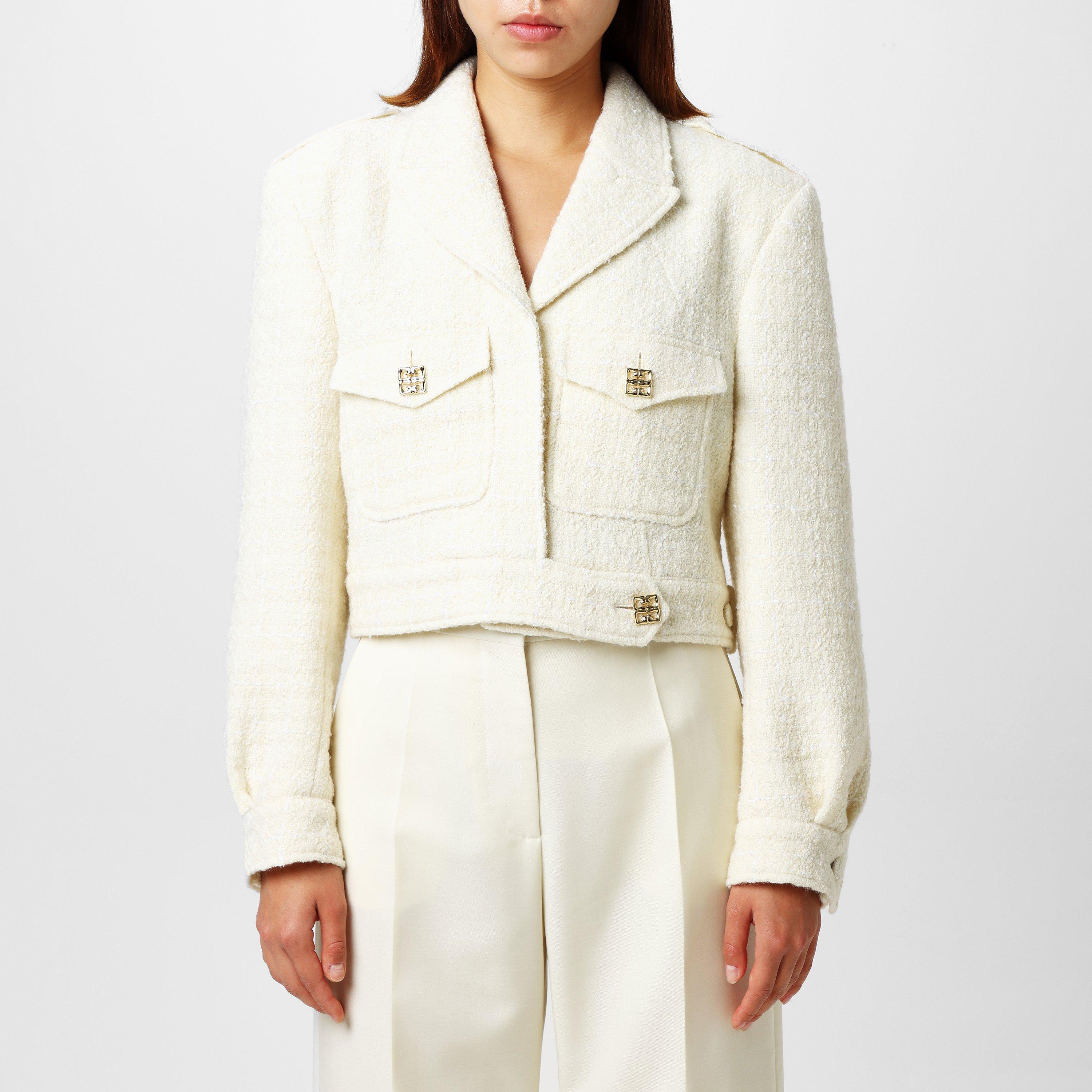 Cropped Tweed Long Sleeve Hybrid Jacket