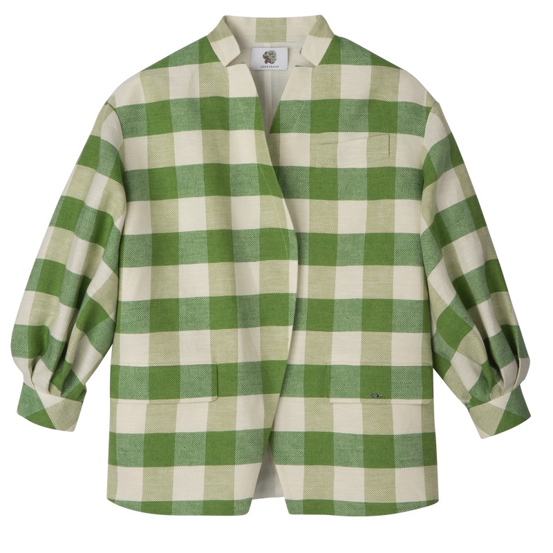 Kimono jacket Green - Vichy jacquard