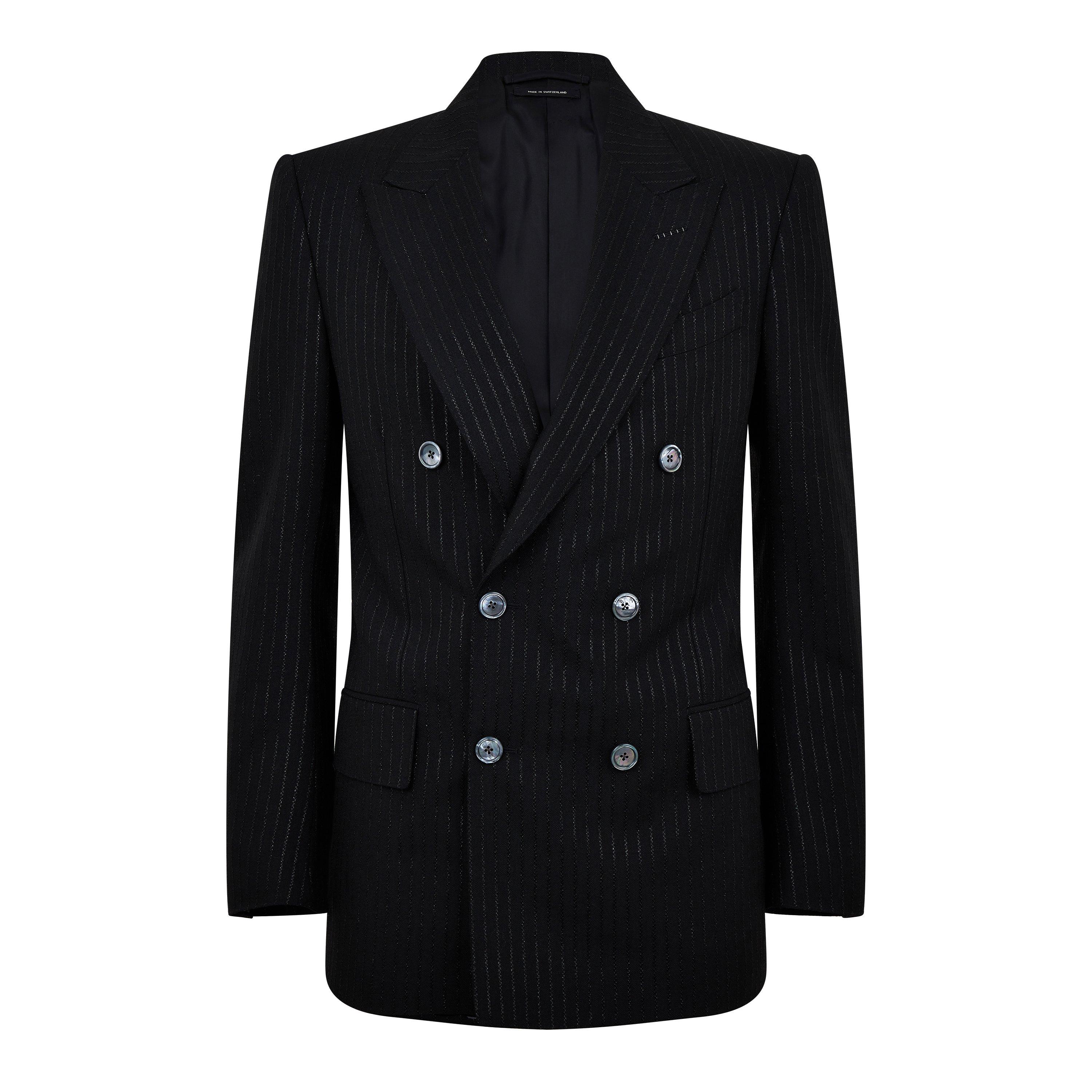Slim-Fit Double-Breasted Wool And Silk-Blend Suit Jacket Mens